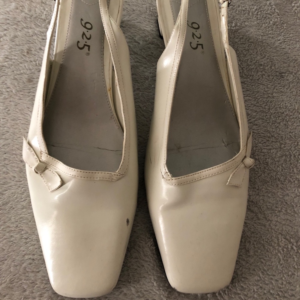 925 Women’s Slingback Shoes 10W Ivory